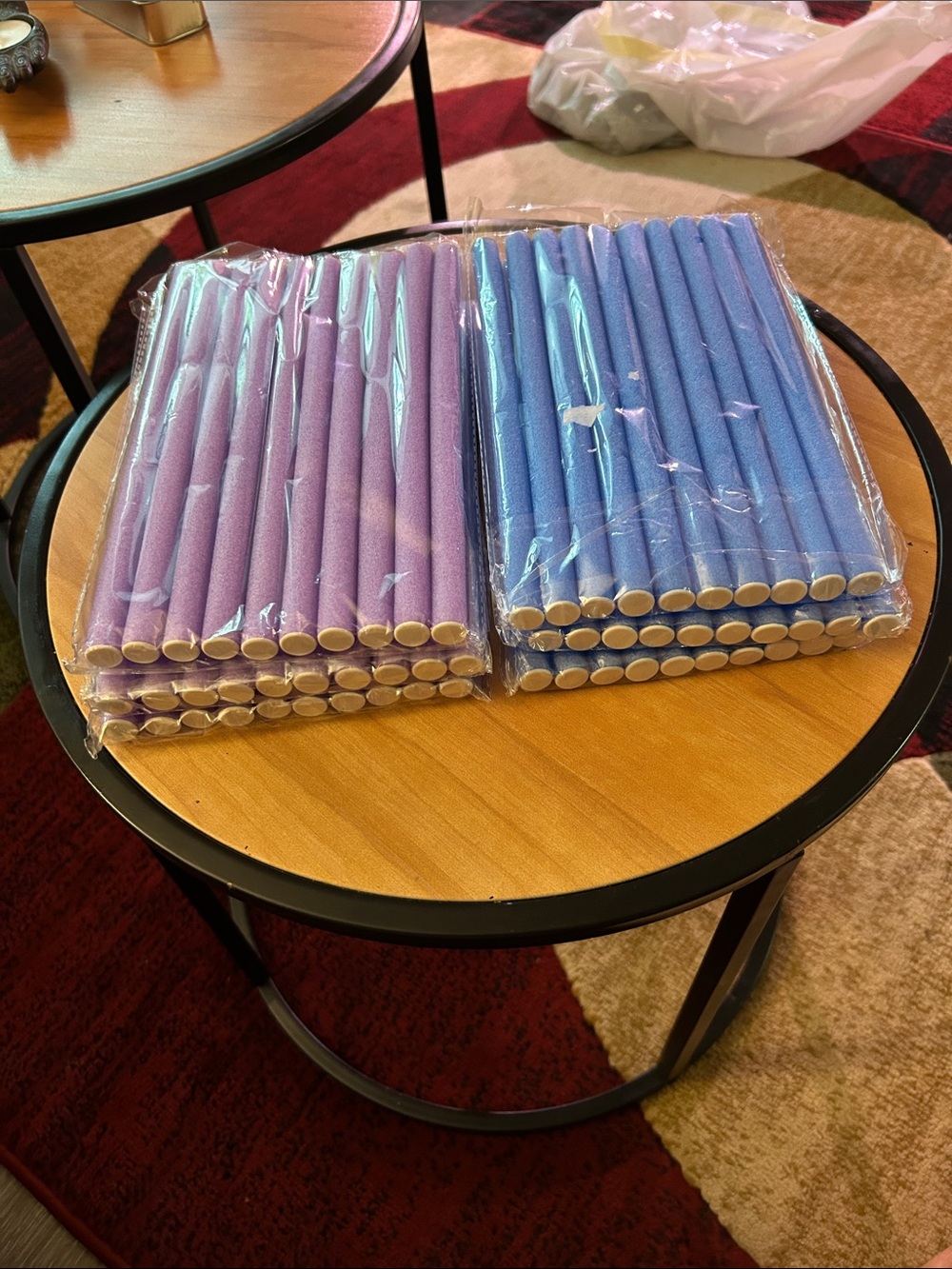 Purple and Blue Foam Hair Curlers - 6 Packs of Soft DIY Rollers